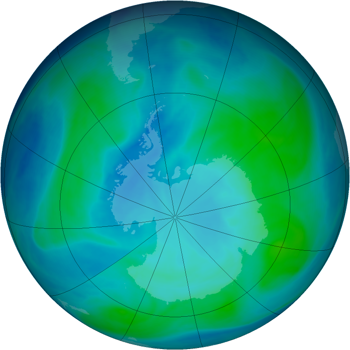 Antarctic ozone map for 28 January 2007